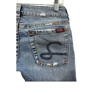 Silver Jeans Womens Santorini Low Rise Cropped Capris Distressed Size 29